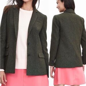 Banana Republic Speckled Olive HackingS Jacket Blazer Size 2P
